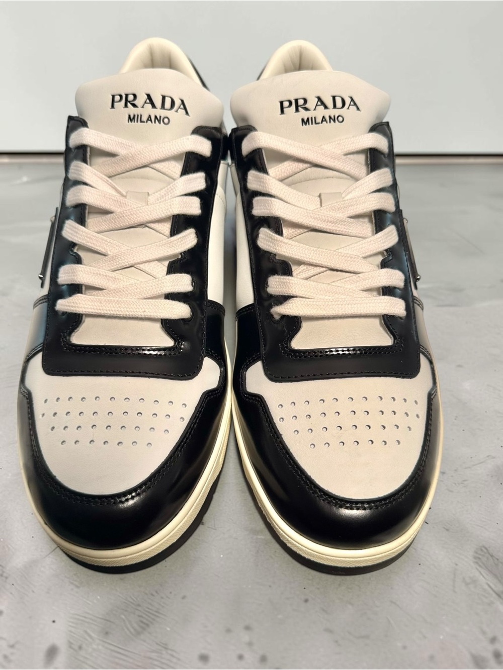 Prada Cream & Black Low-Top Men's Sneakers - Picture 2 of 11